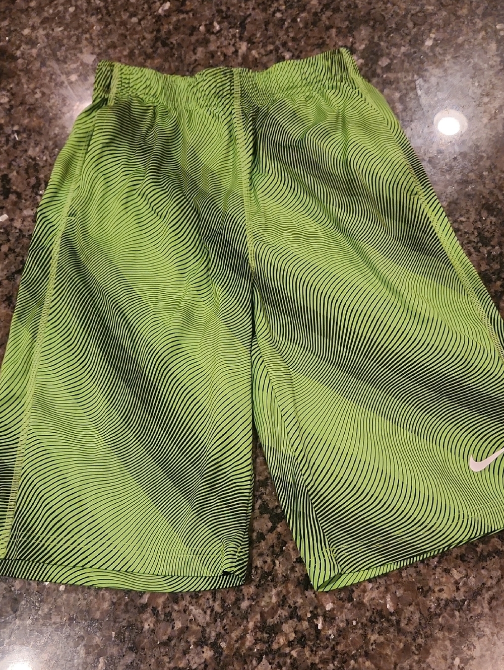 Nike Bright Lime and Black Wave-Pattern Training Shorts